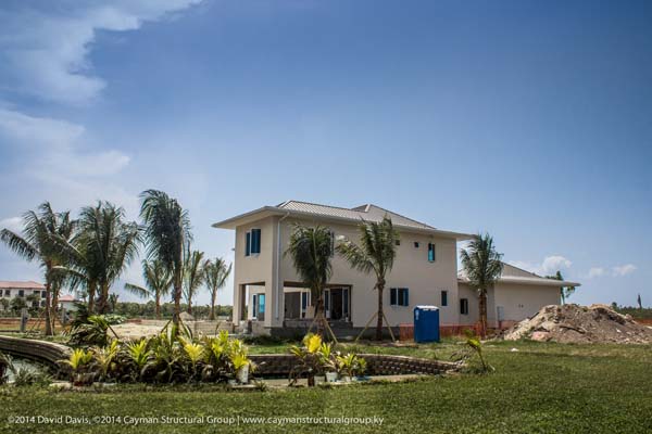 Luxury Home Building luxury home builders on site in the Cayman Islands.